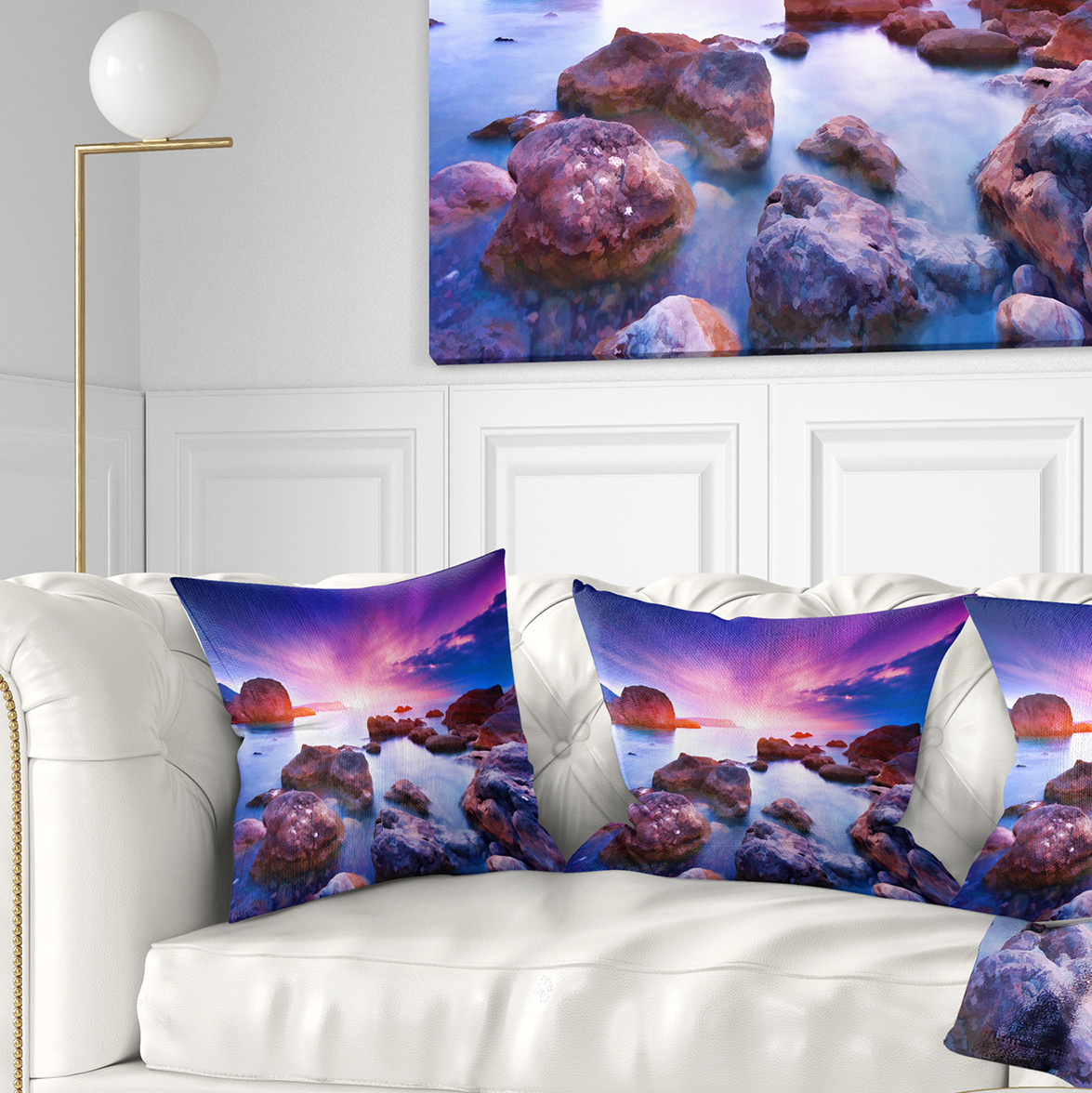 Designart Colorful Summer Sea - Seascape Throw Pillow - 18x18