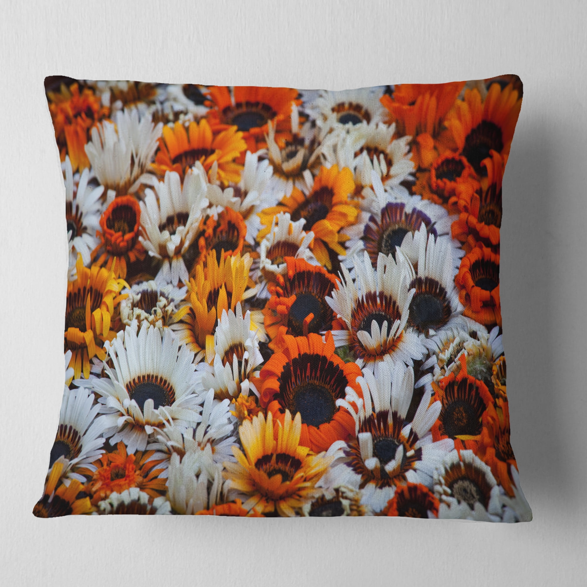 Designart Colorful Sunflowers in Garden - Floral Throw Pillow - 16x16