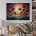 thumbnail image 1 of Designart "Colorful Sunset Palm Trees in Serene Beauty II" Palm Trees Print on Natural Pine Wood, 1 of 5