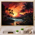 thumbnail image 1 of Designart "Colorful Sunset Palm Trees in Serene Beauty V" Palm Trees Floater Framed Wall Art Living Room, 1 of 7