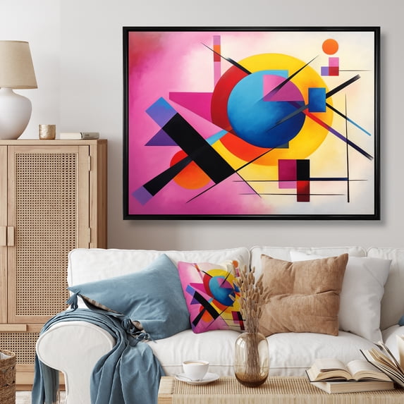 Designart "Colorful Suprematism quintessence Of Pure III" Abstract Suprematism Floater Framed Canvas Art Print