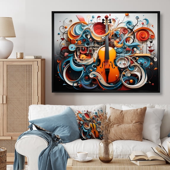 Designart "Colorful Surreal Euphony II" Abstract Collages Floater Framed Canvas Print