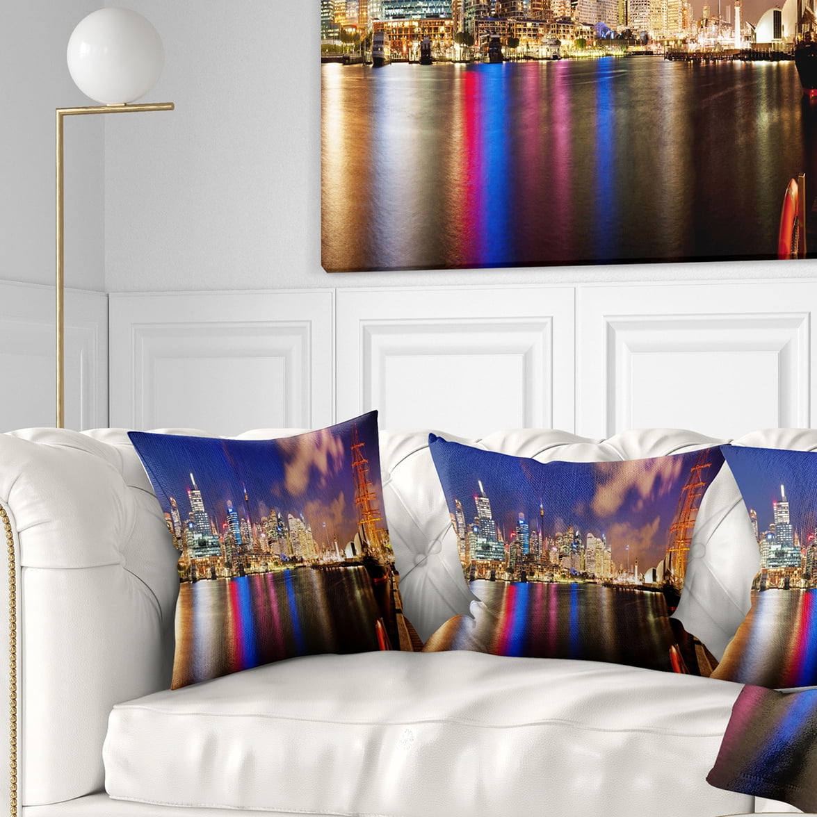 Designart Colorful Sydney Skyline - Cityscape Photography Throw Pillow - 16x16