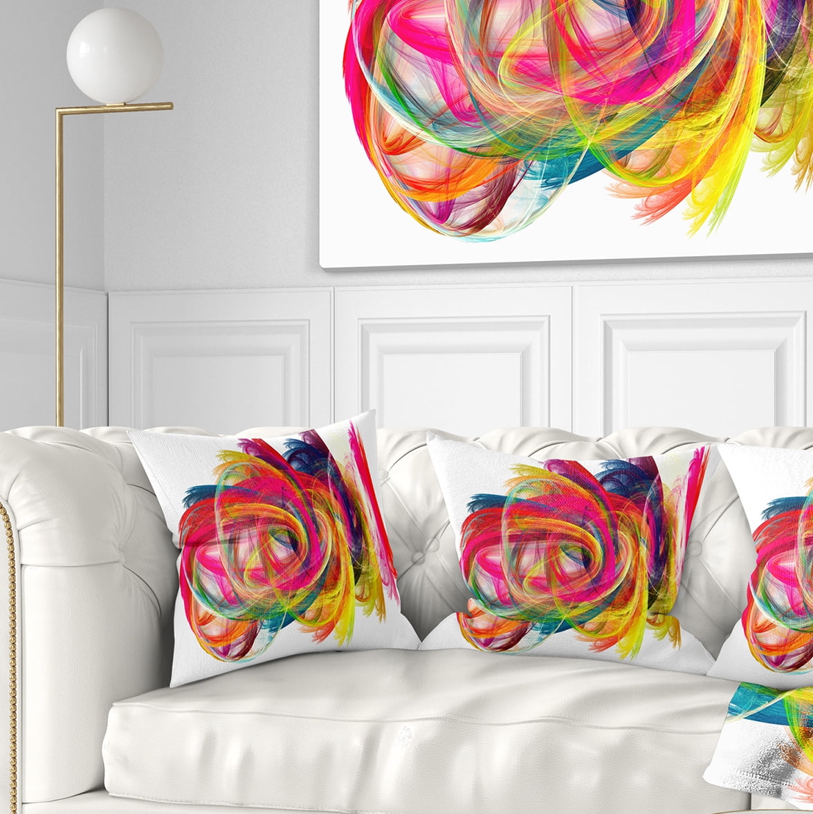 Designart Colorful Thick Strokes - Abstract Throw Pillow - 16x16
