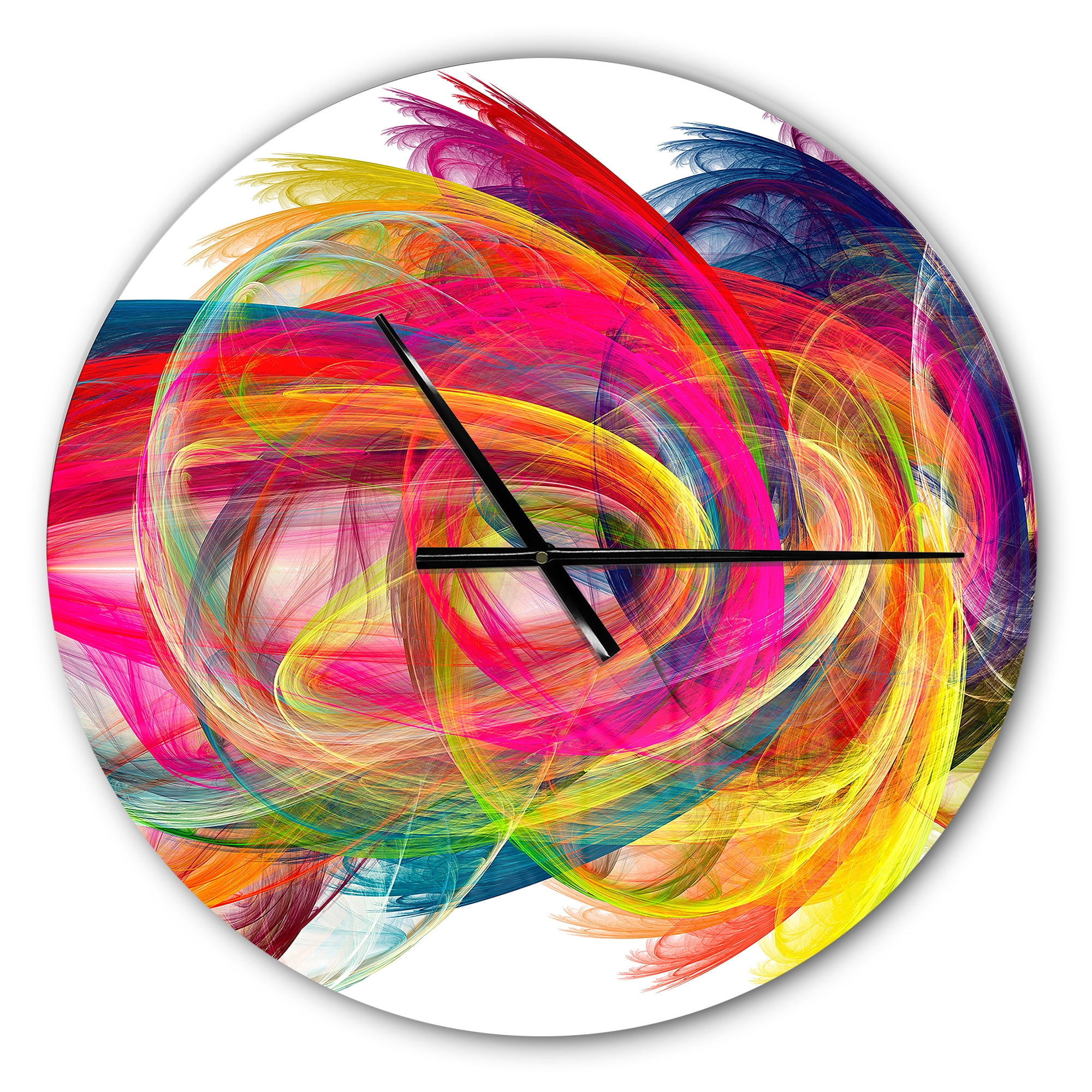 Designart 'Colorful Thick Strokes' Metal Wall Clock
