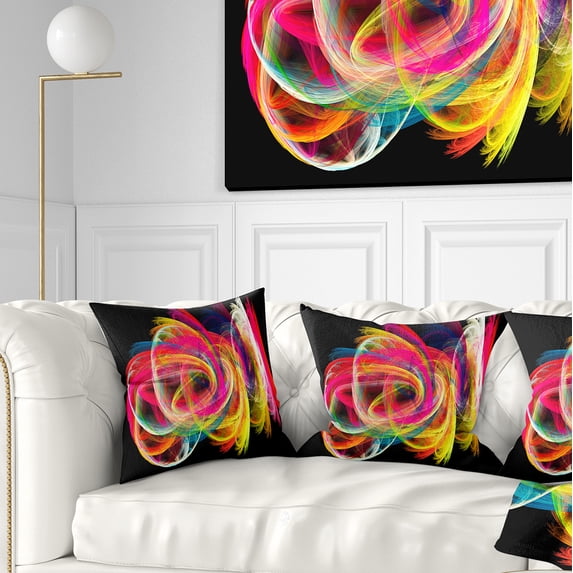Designart Colorful Thick Strokes in Black - Abstract Throw Pillow - 18x18