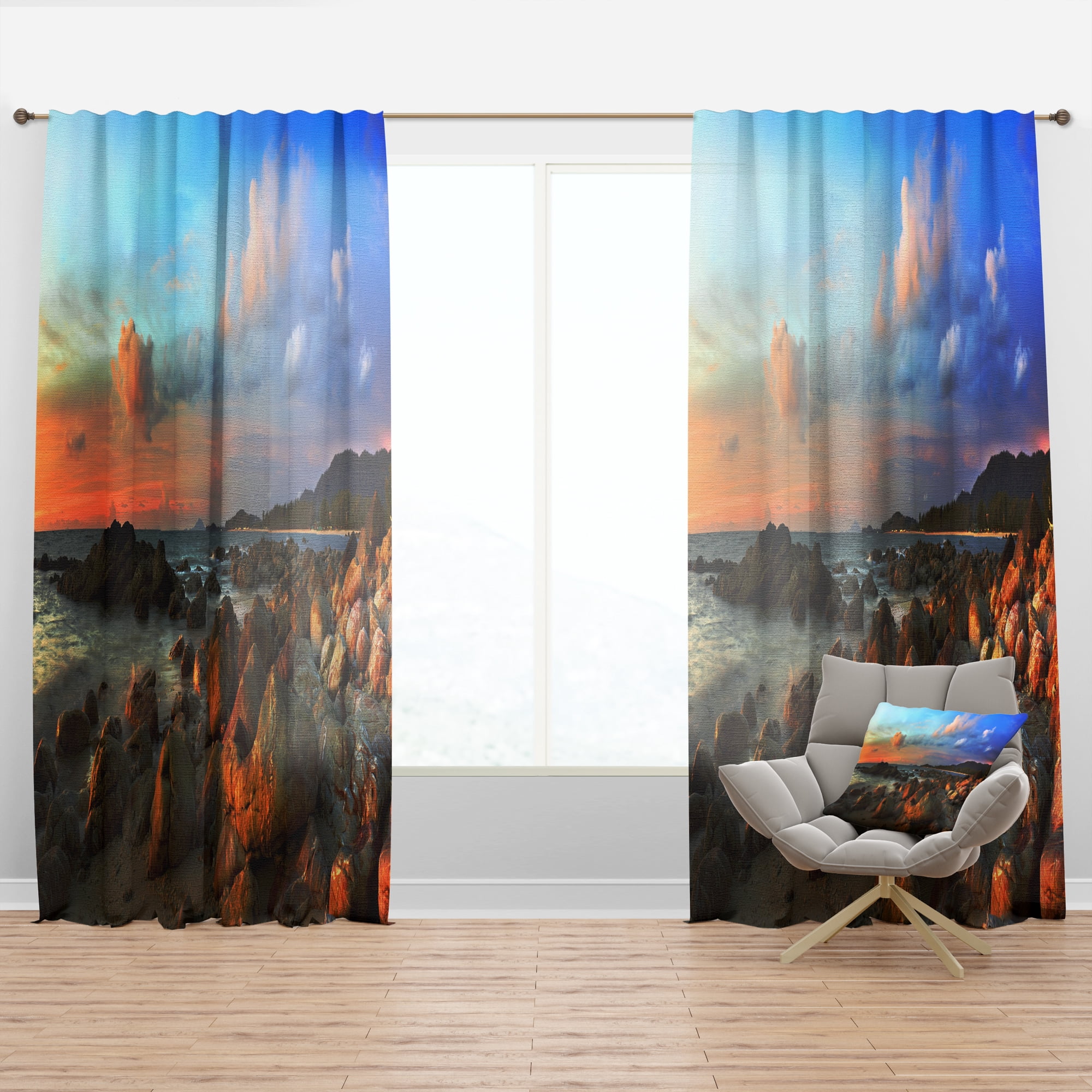 Designart 'Colorful Tropical Sunset' Photography Curtain Panel