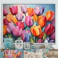 thumbnail image 1 of Designart "Colorful Tulip Array II" Tulips Floater Framed Canvas Art Print, 1 of 5