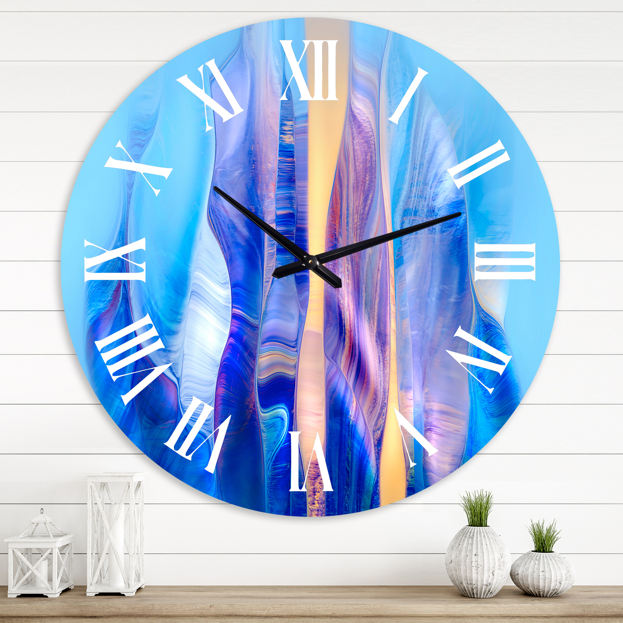Designart 'Colorful Twisted Wavy Shape In Motion I' Modern Wall Clock