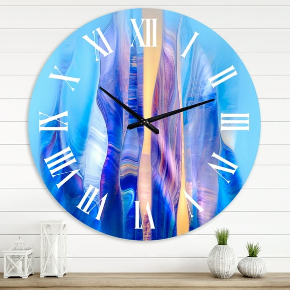 Designart 'Colorful Twisted Wavy Shape In Motion I' Modern Wall Clock
