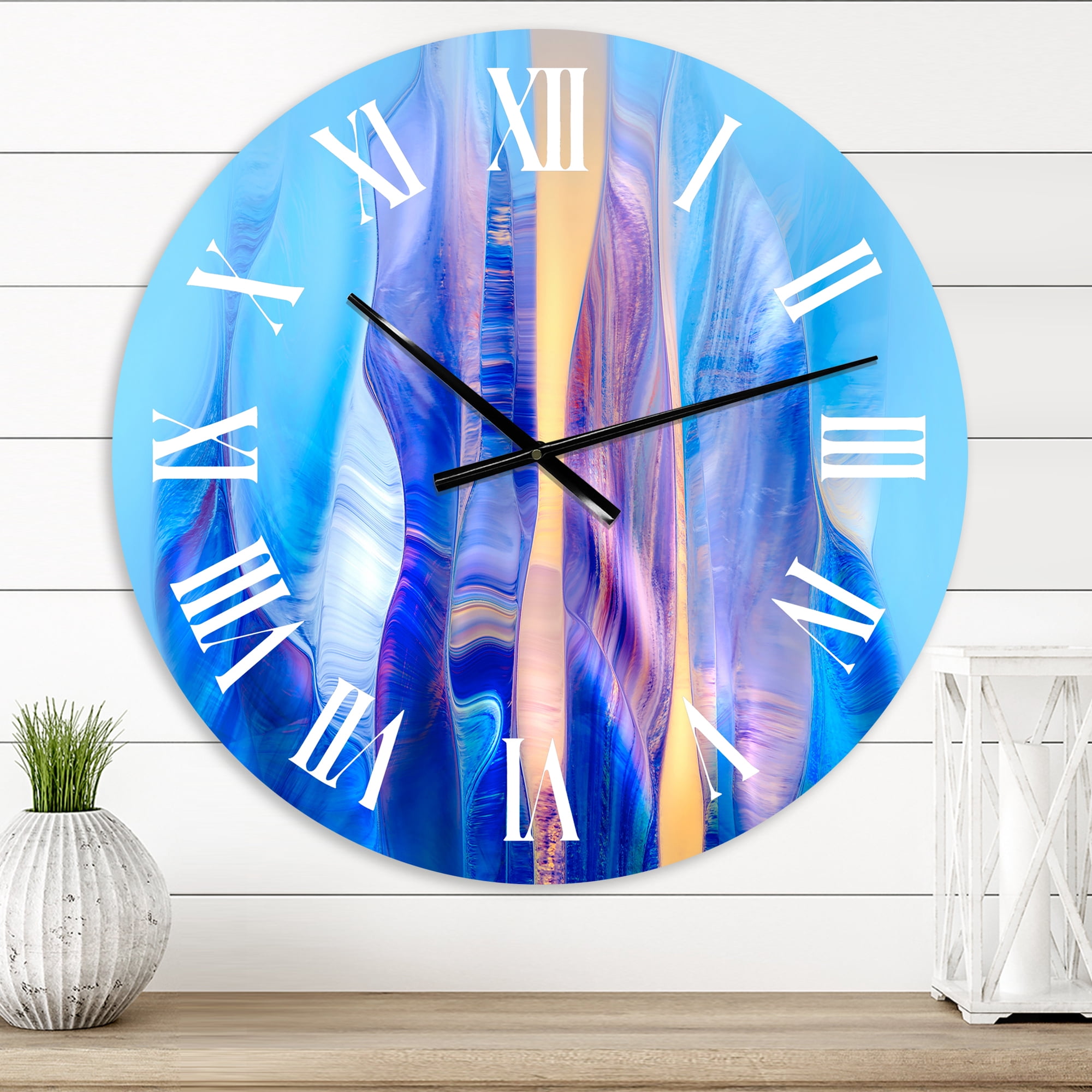 Designart 'Colorful Twisted Wavy Shape In Motion I' Modern Wall Clock
