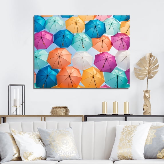 Designart "Colorful Umbrella Mosaic" Sky Wall Art Prints
