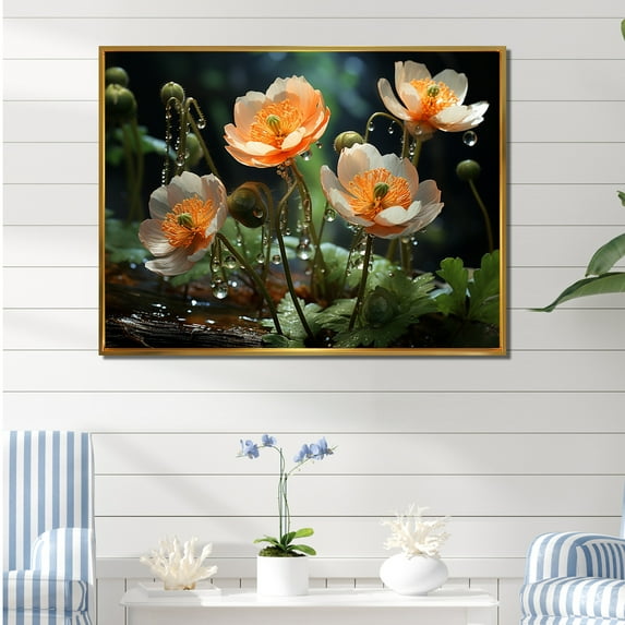 Designart "Colorful Underwater Coral Flora" Coastal Coral Under Water Floater Framed Canvas Prints