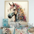 thumbnail image 1 of Designart "Colorful Unicorn Schematic" Unicorns Floater Framed Canvas Prints, 1 of 5