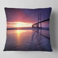 thumbnail image 1 of Designart Colorful Vasco Da Gama Bridge - Pier Seascape Throw Pillow - 16x16, 1 of 4