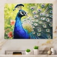 thumbnail image 1 of Designart "Colorful Vibrant Peacock I" Animals Peacock Metal Wall Art, 1 of 1