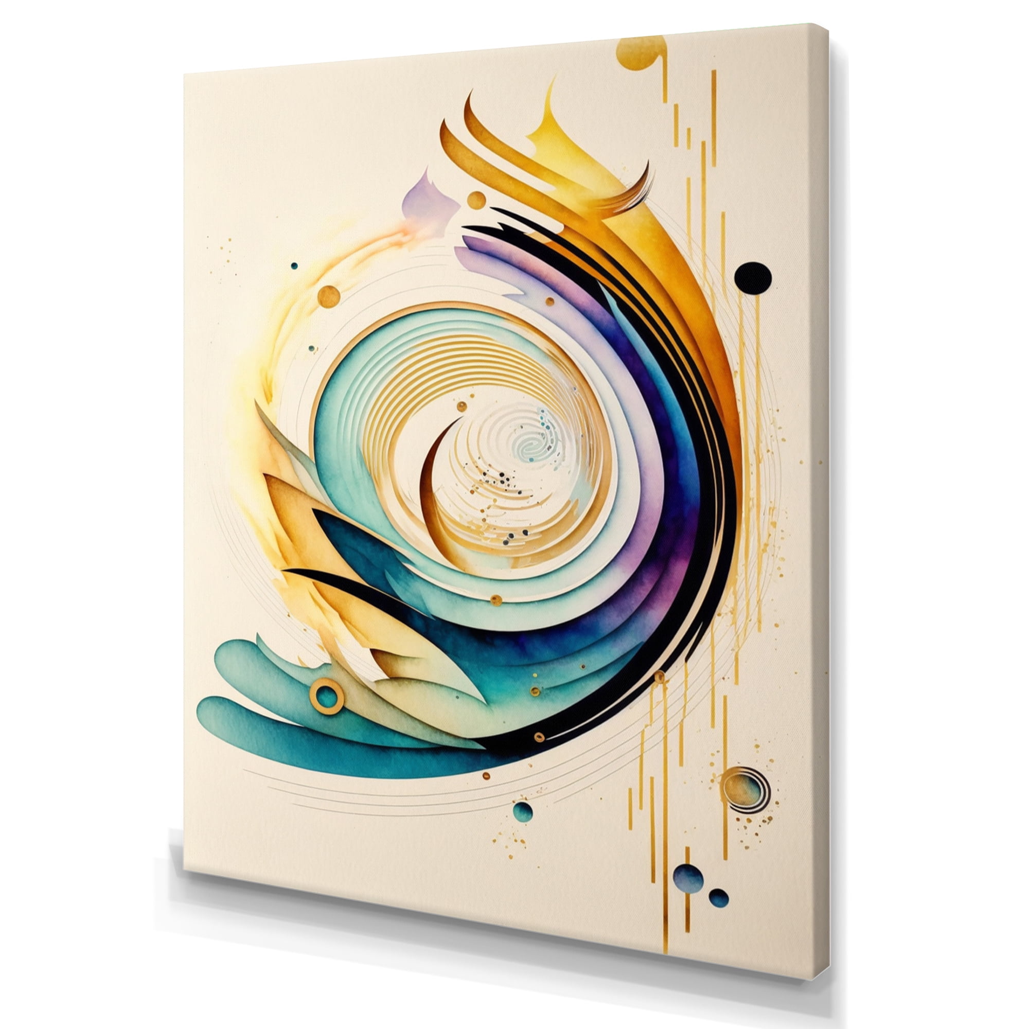 Designart Colorful Watercolor Spiral Canvas Wall Art