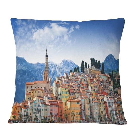 Designart Colors of Southern Europe - Landscape Printed Throw Pillow - 18x18