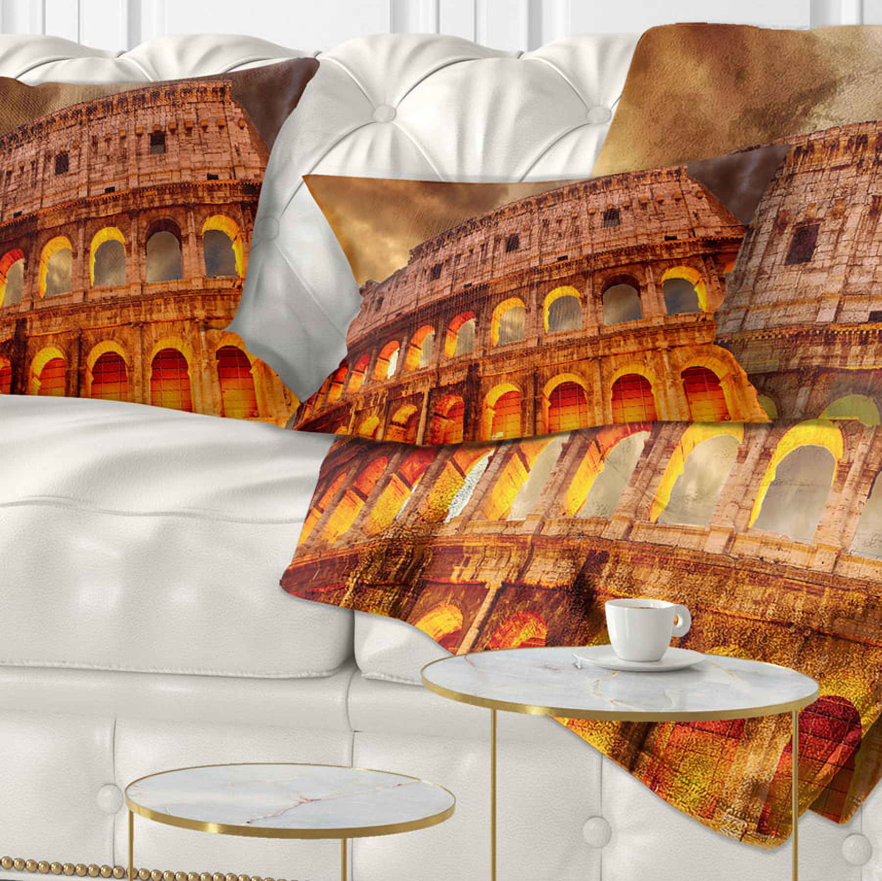 Designart Colosseum in Rome Landscape - Monumental Throw Pillow - 12x20
