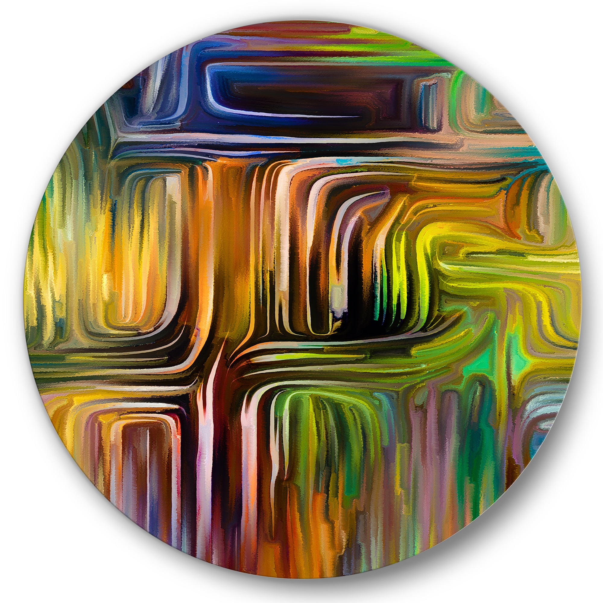 Designart 'Colour Spiral Fusion I' Modern Circle Metal Wall Art 29x29 - Disc of 29