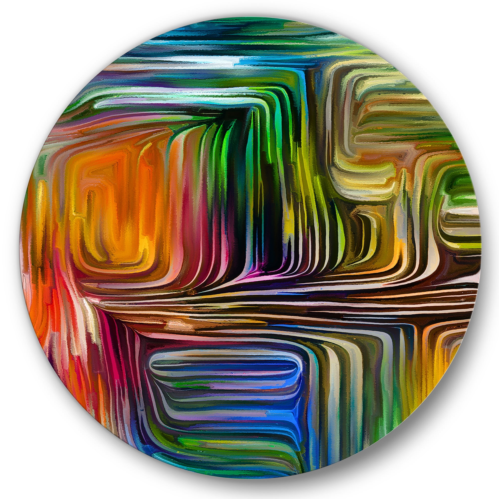 Designart 'Colour Spiral Fusion III' Modern Circle Metal Wall Art 11x11 - Disc of 11