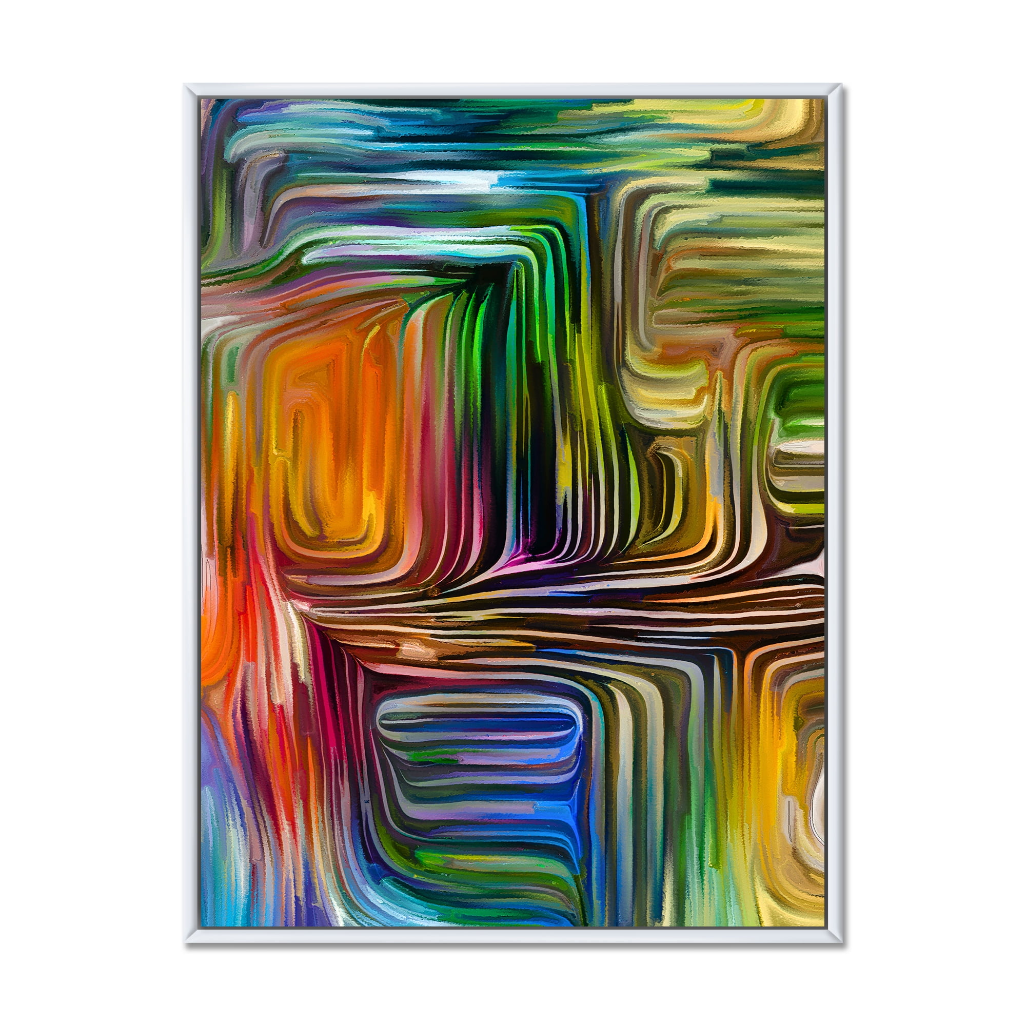 Designart 'Colour Spiral Fusion III' Modern Framed Canvas Wall Art Print