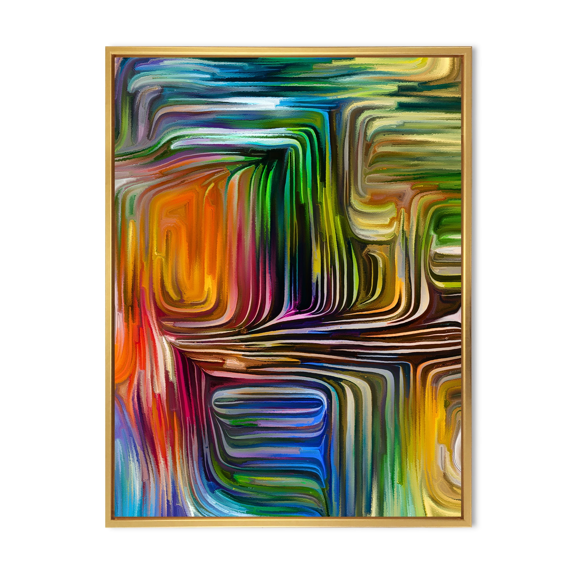 Designart 'Colour Spiral Fusion III' Modern Framed Canvas Wall Art Print
