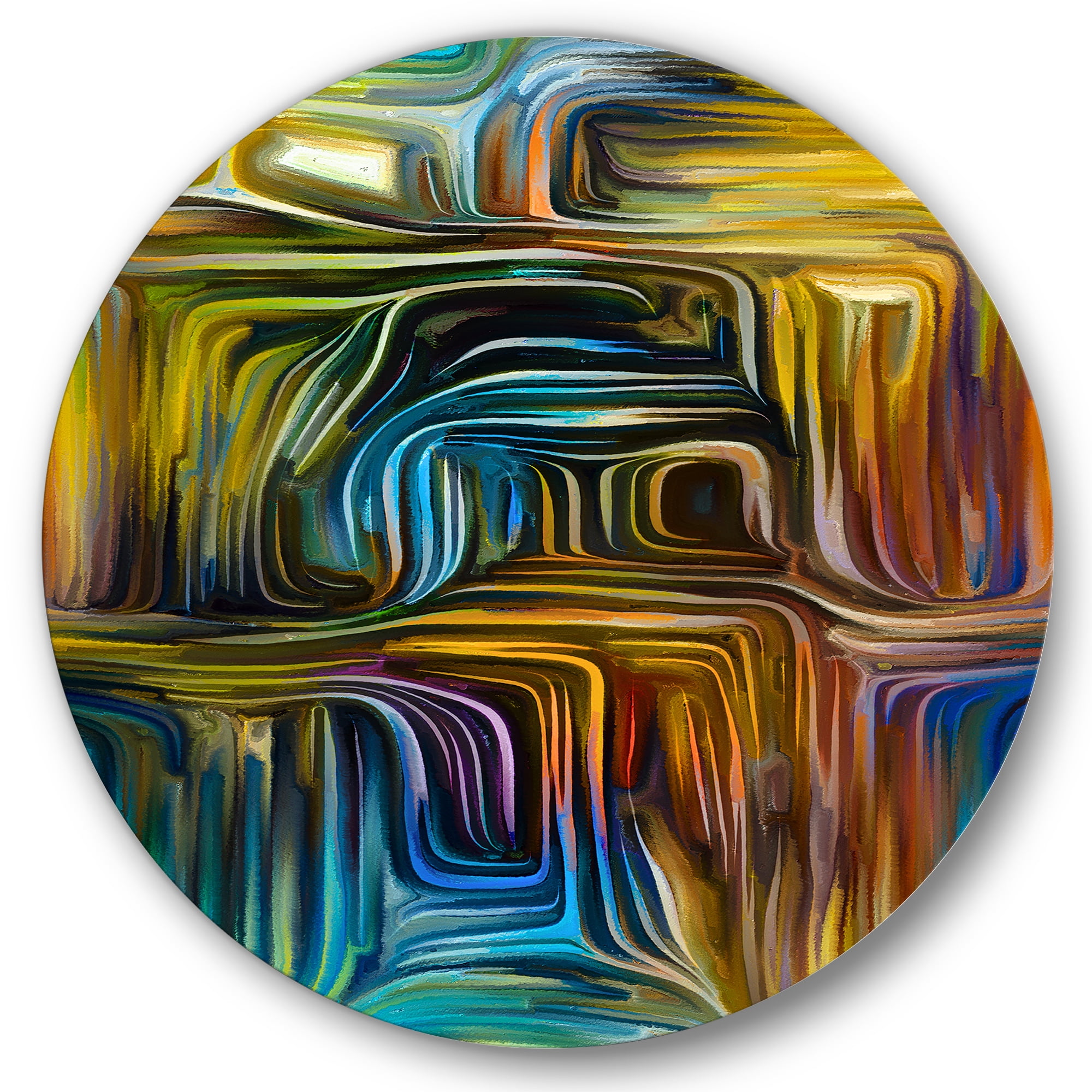 Designart 'Colour Spiral Fusion IV' Modern Circle Metal Wall Art 29x29 - Disc of 29