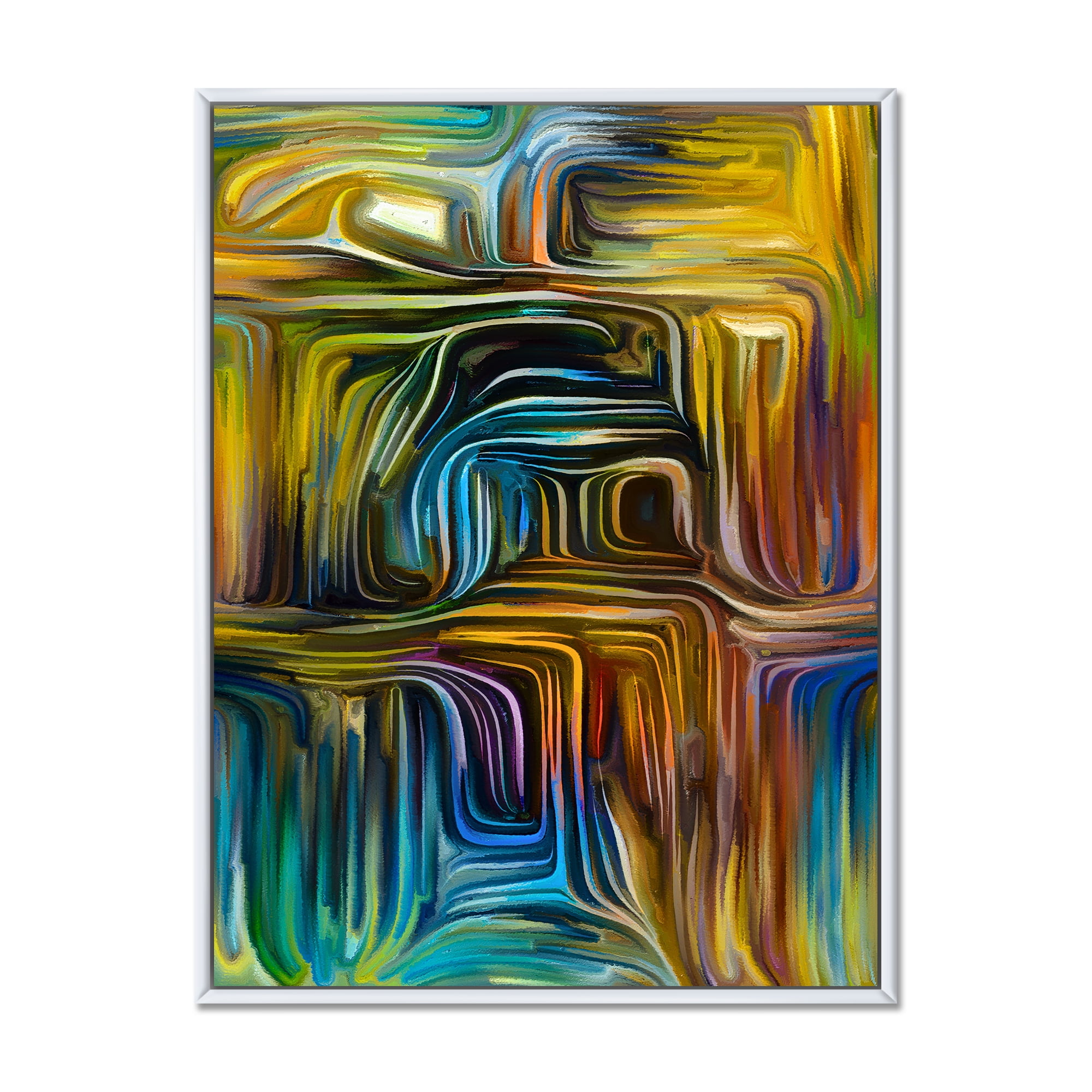Designart 'Colour Spiral Fusion IV' Modern Framed Canvas Wall Art Print