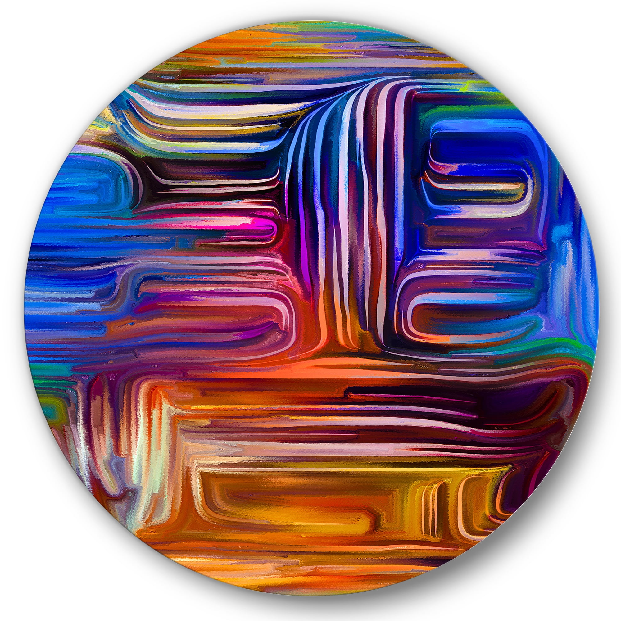Designart 'Colour Spiral Fusion V' Modern Circle Metal Wall Art 29x29 - Disc of 29