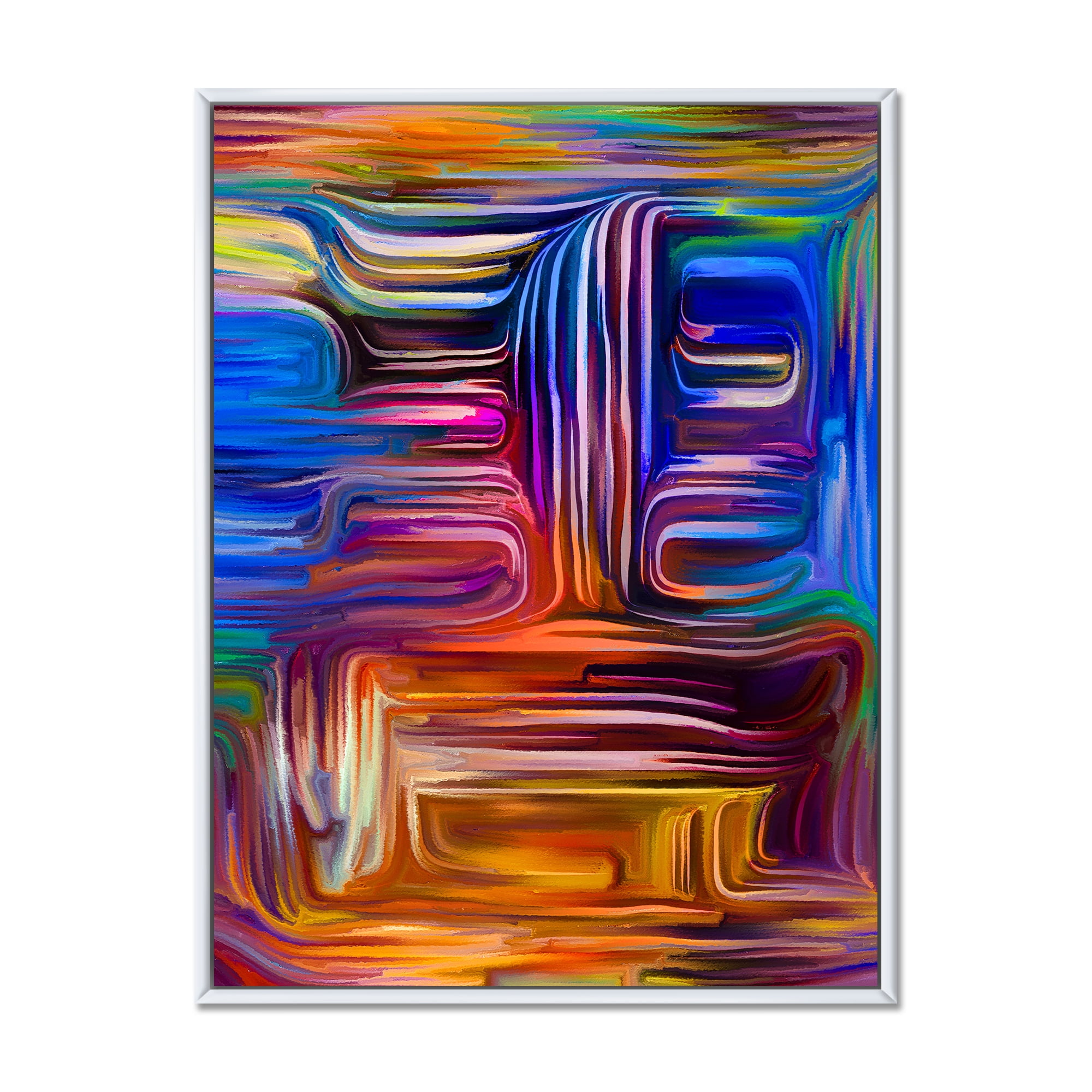 Designart 'Colour Spiral Fusion V' Modern Framed Canvas Wall Art Print