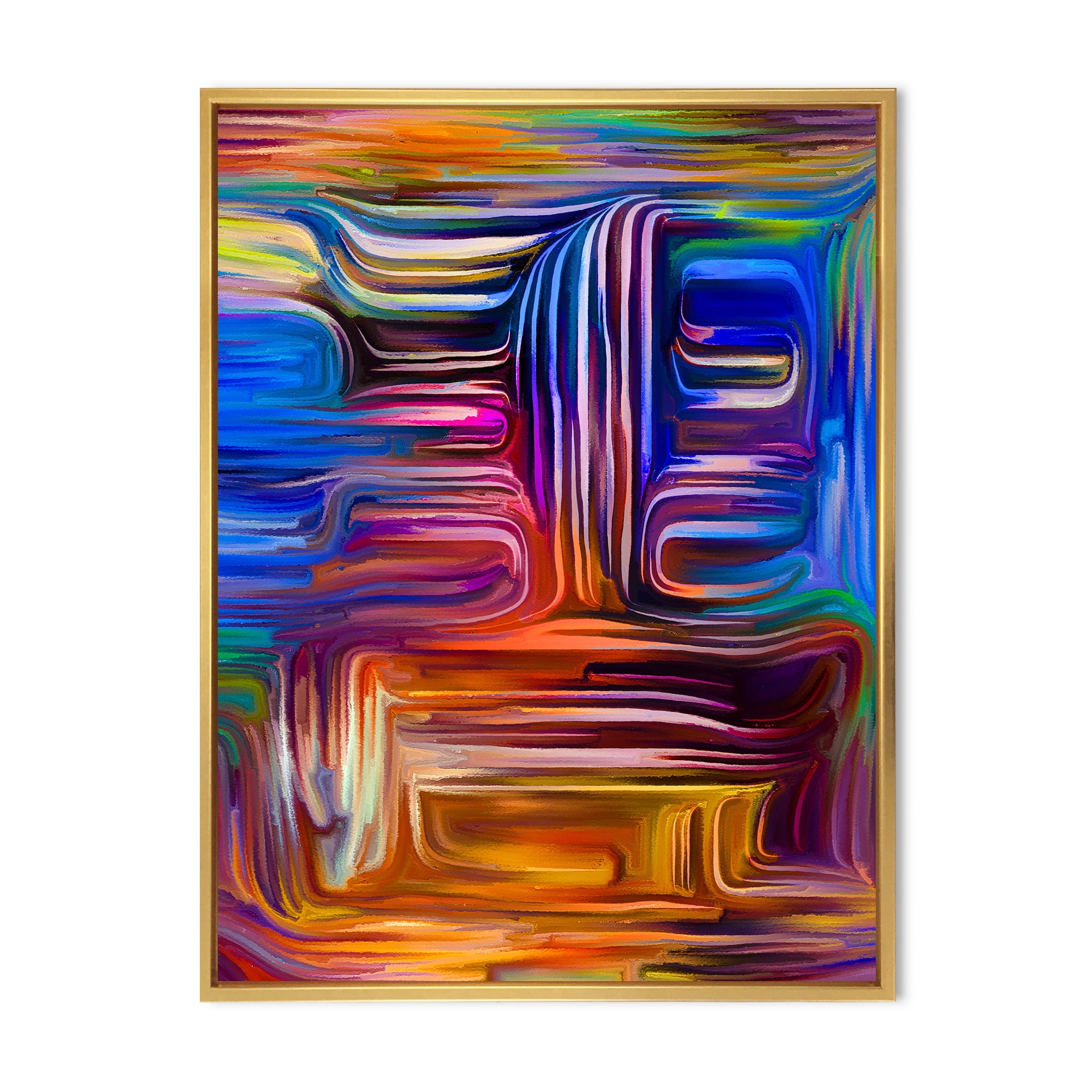 Designart 'Colour Spiral Fusion V' Modern Framed Canvas Wall Art Print