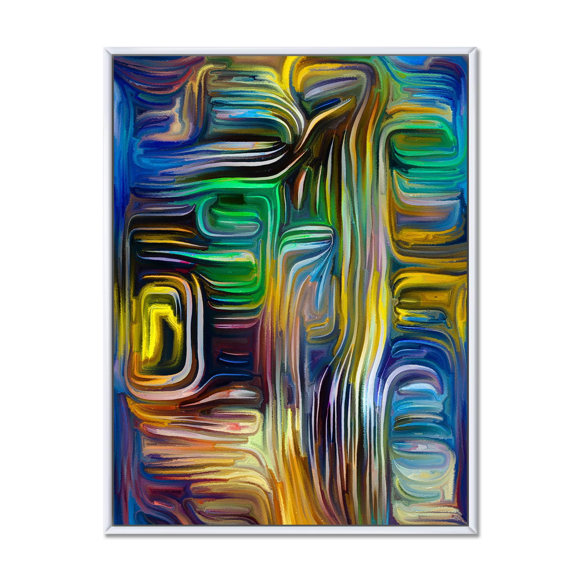 Designart 'Colour Spiral Fusion VI' Modern Framed Canvas Wall Art Print