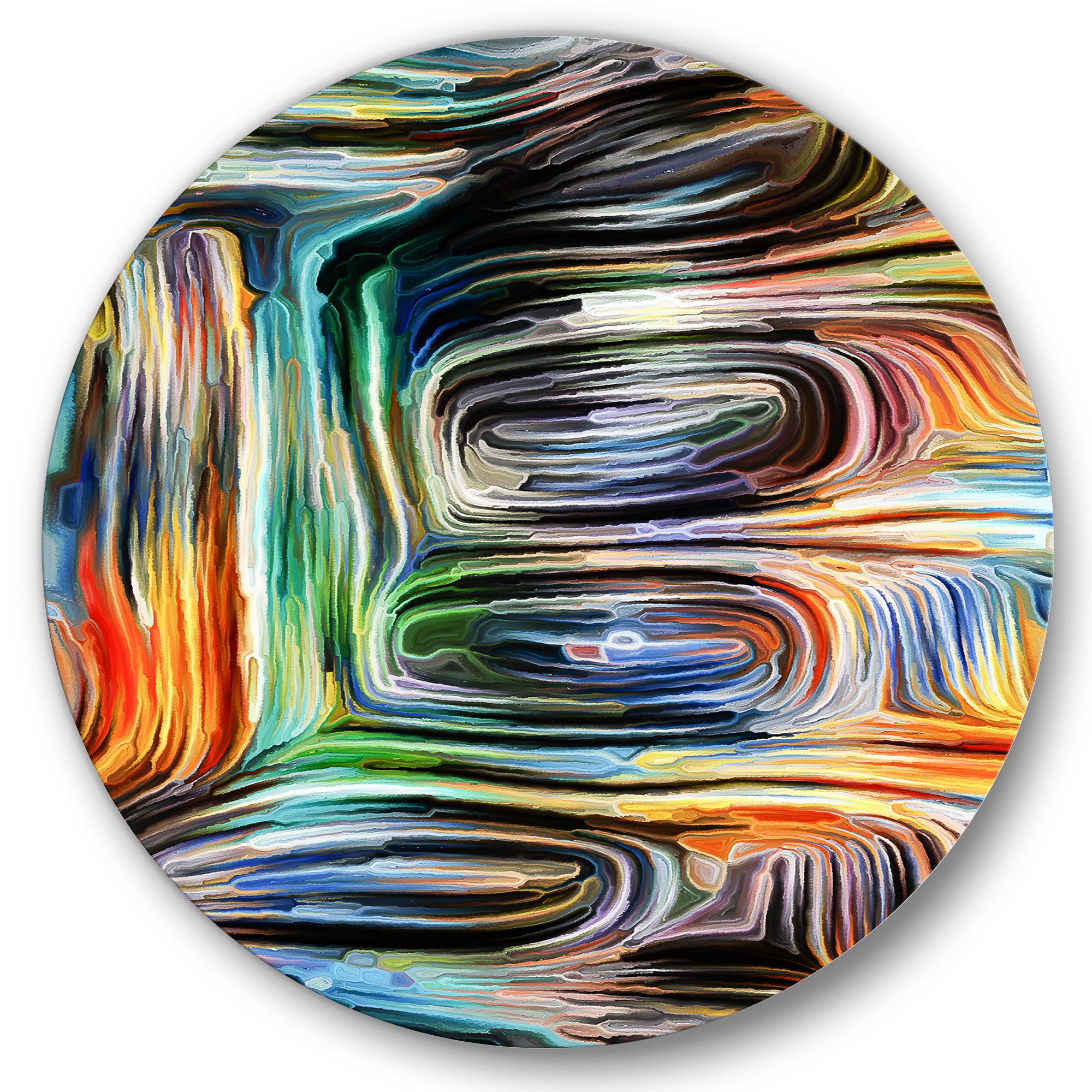 Designart 'Colour Spiral Fusion VII' Modern Circle Metal Wall Art 11x11 - Disc of 11