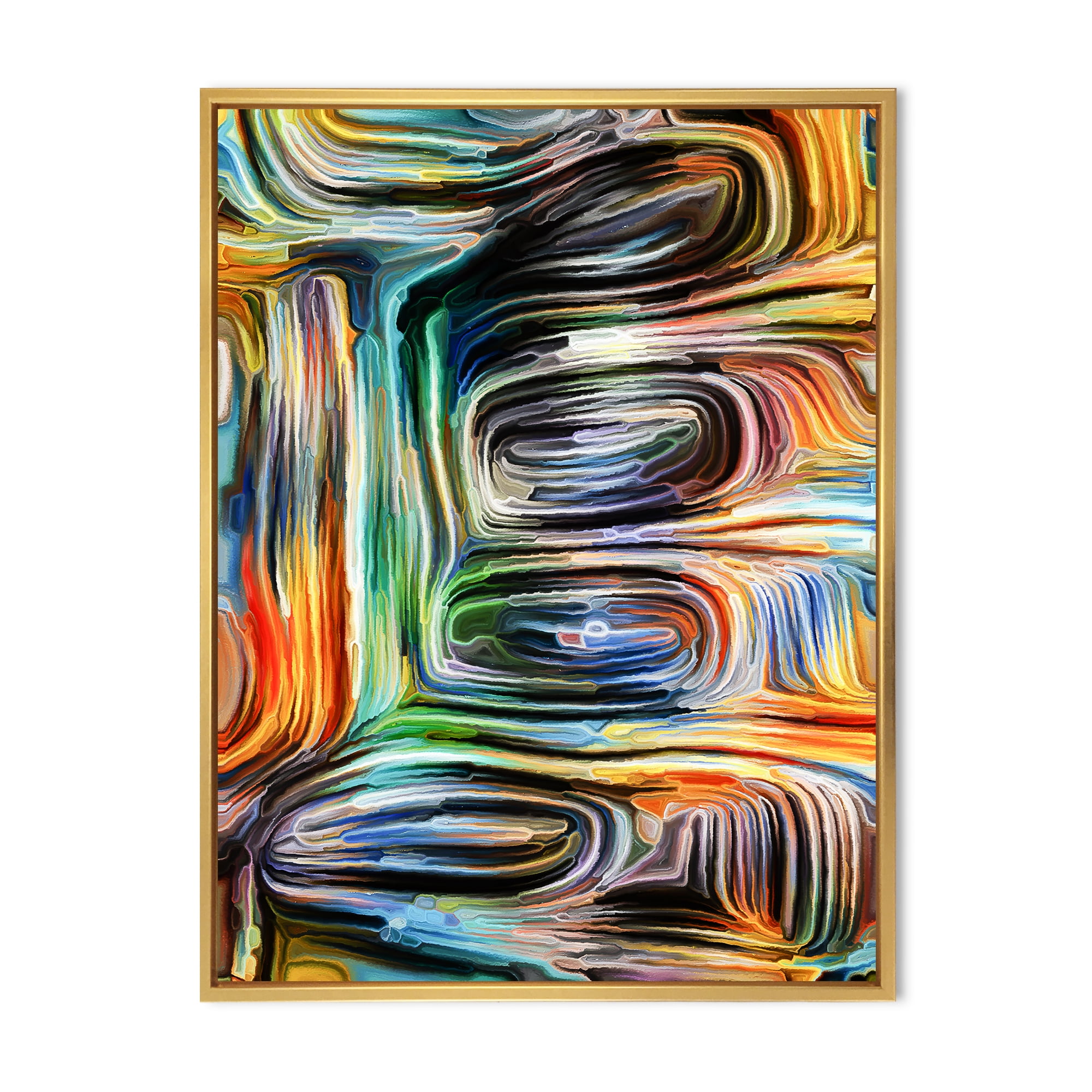 Designart 'Colour Spiral Fusion VII' Modern Framed Canvas Wall Art Print