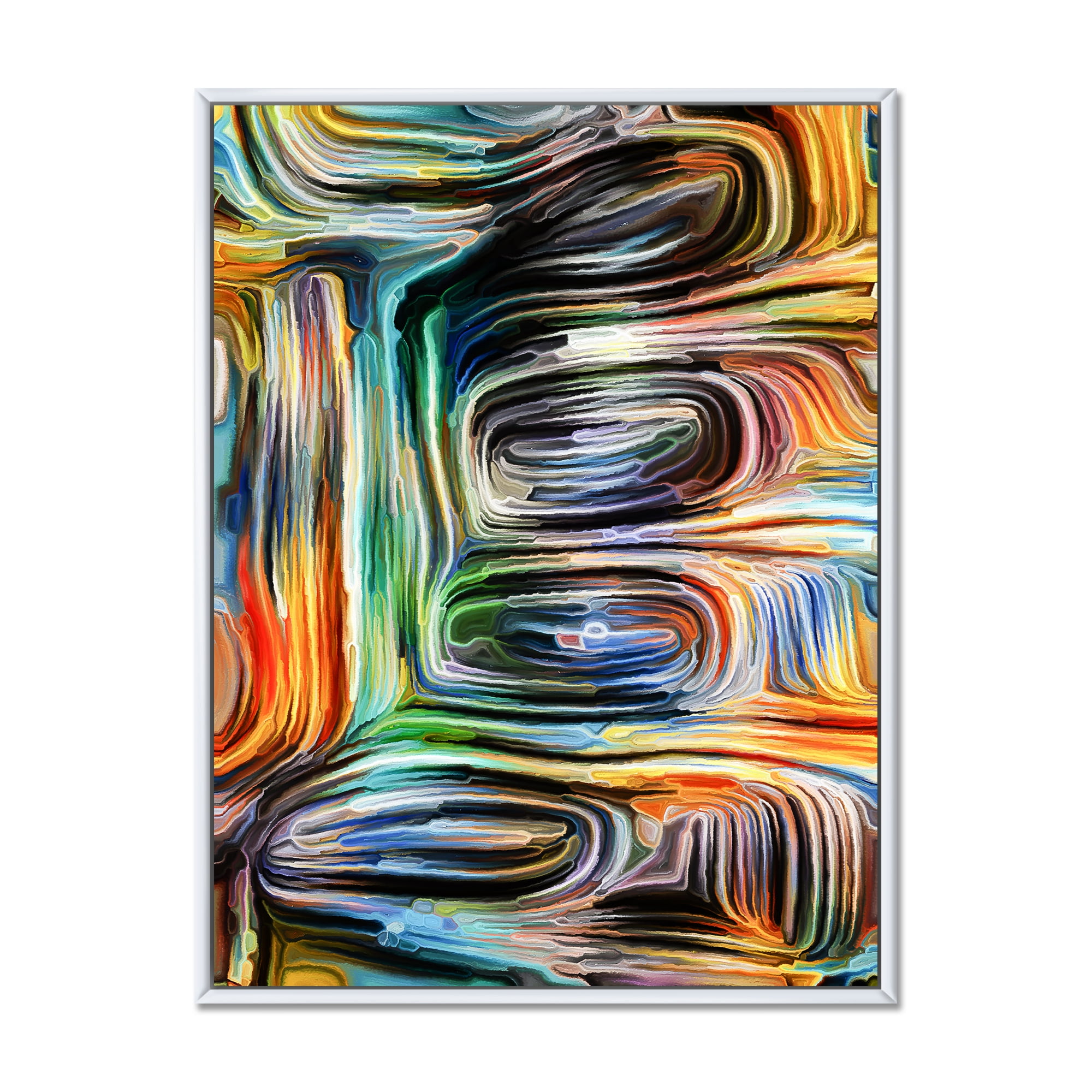 Designart 'Colour Spiral Fusion VII' Modern Framed Canvas Wall Art Print