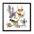 thumbnail image 1 of Designart 'Colourful Birds and Tropical Flowers I' Traditional Framed Art Print, 1 of 4