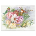 thumbnail image 1 of Designart ' Colourful Birds and Vibrant VIntage Flowers ' Traditional Canvas Wall Art Print, 1 of 4