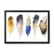 Designart 'Colourful Boho Art Feather Set I' Bohemian & Eclectic Framed Art Print