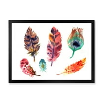 Designart 'Colourful Boho Art Feather Set II' Bohemian & Eclectic Framed Art Print