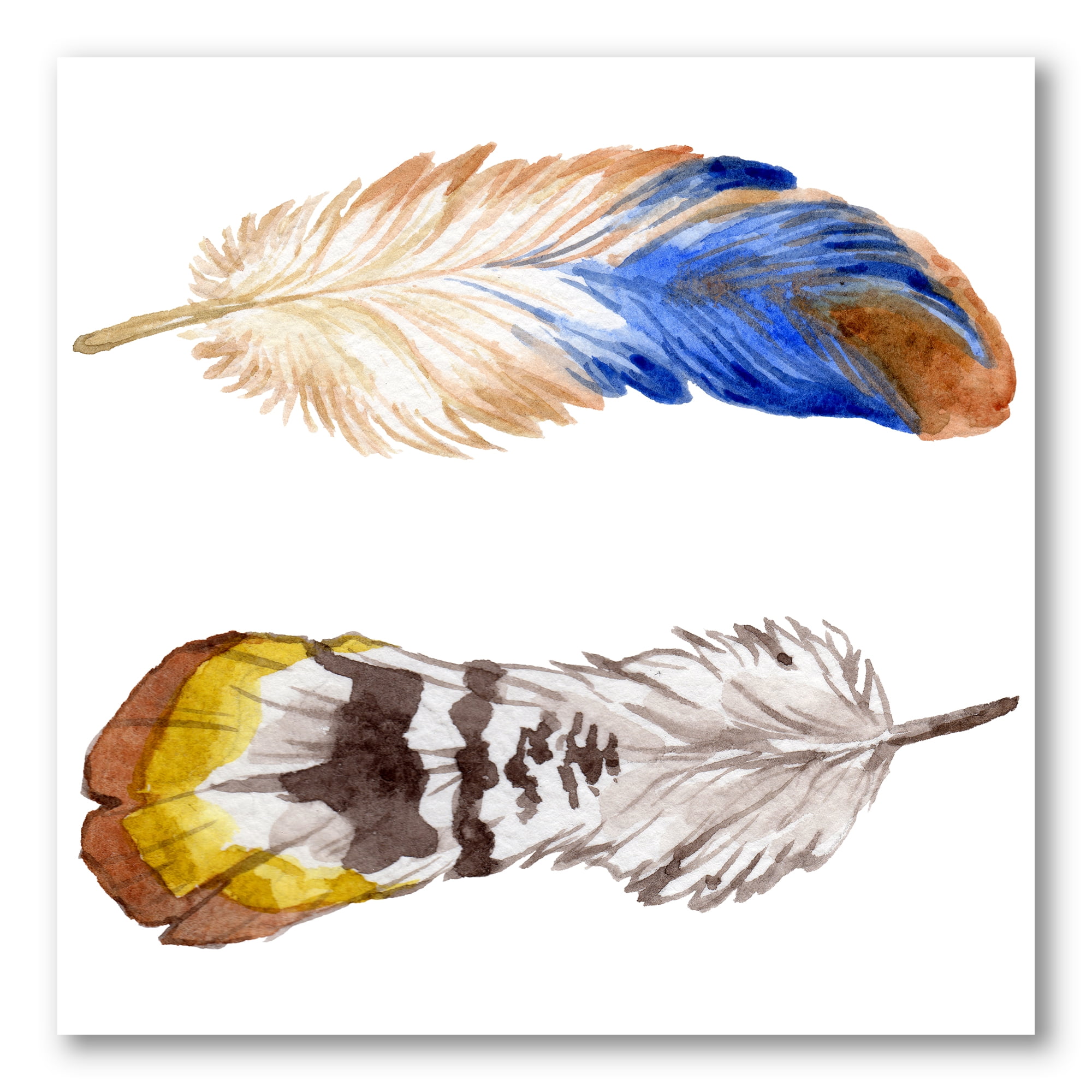Designart ' Colourful Boho Art Feather Set III ' Bohemian & Eclectic Canvas Wall Art Print