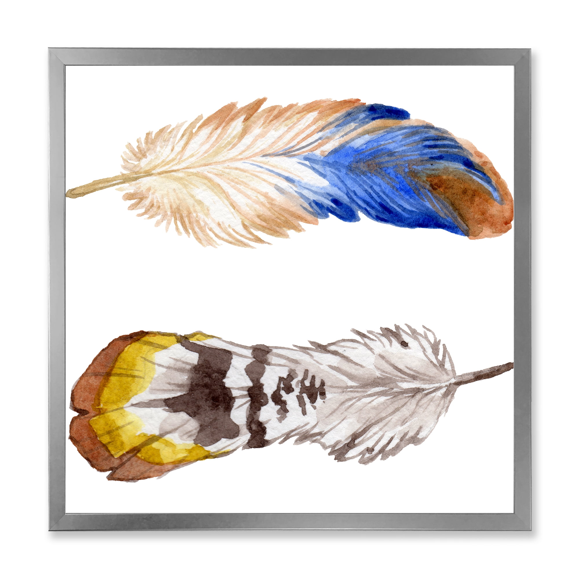 Designart 'Colourful Boho Art Feather Set III' Bohemian & Eclectic Framed Art Print