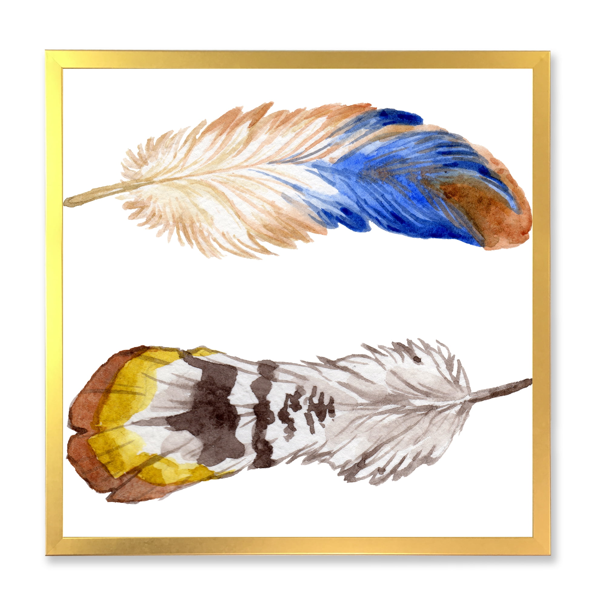 Designart 'Colourful Boho Art Feather Set III' Bohemian & Eclectic Framed Art Print