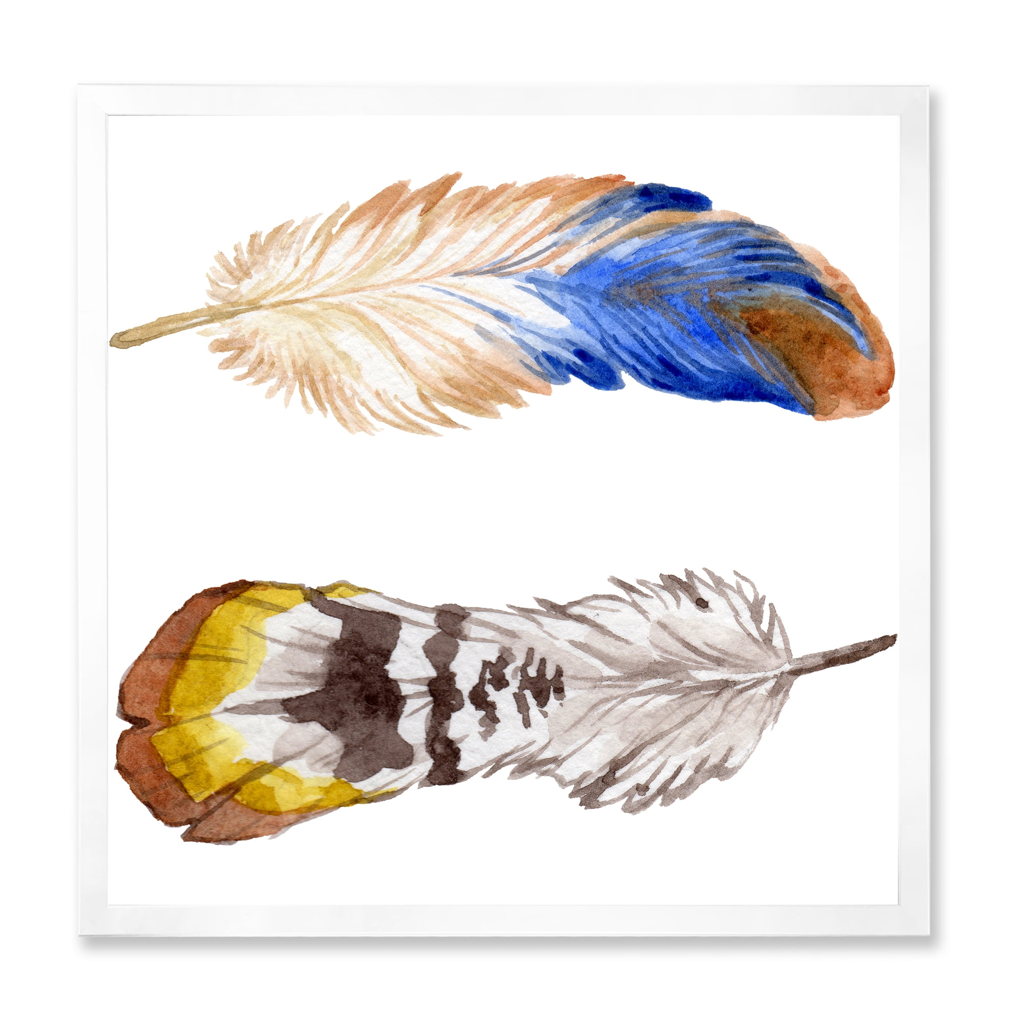 Designart 'Colourful Boho Art Feather Set III' Bohemian & Eclectic Framed Art Print