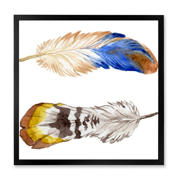 Designart 'Colourful Boho Art Feather Set III' Bohemian & Eclectic Framed Art Print