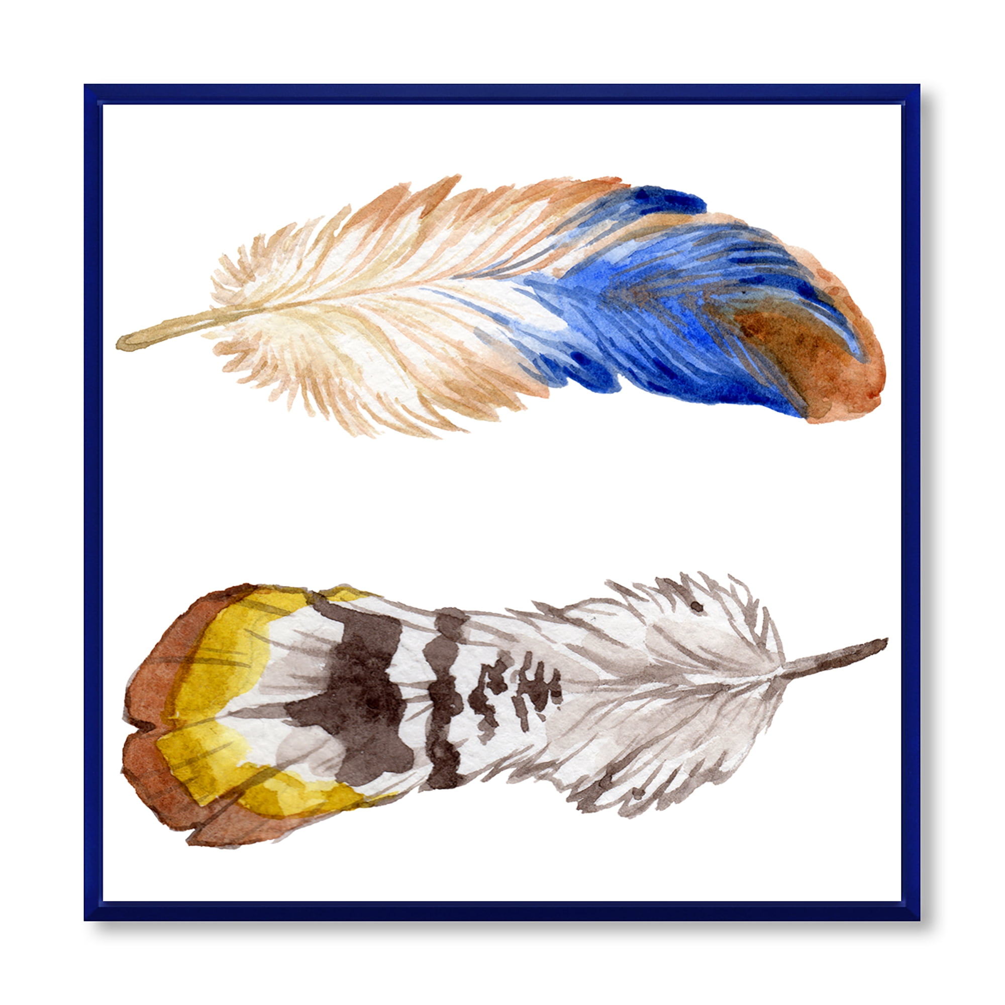 Designart 'Colourful Boho Art Feather Set III' Bohemian & Eclectic Framed Canvas Wall Art Print