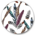 thumbnail image 1 of Designart 'Colourful Boho Art Feather Set V' Bohemian & Eclectic Circle Metal Wall Art 36x36 - Disc of 36, 1 of 5