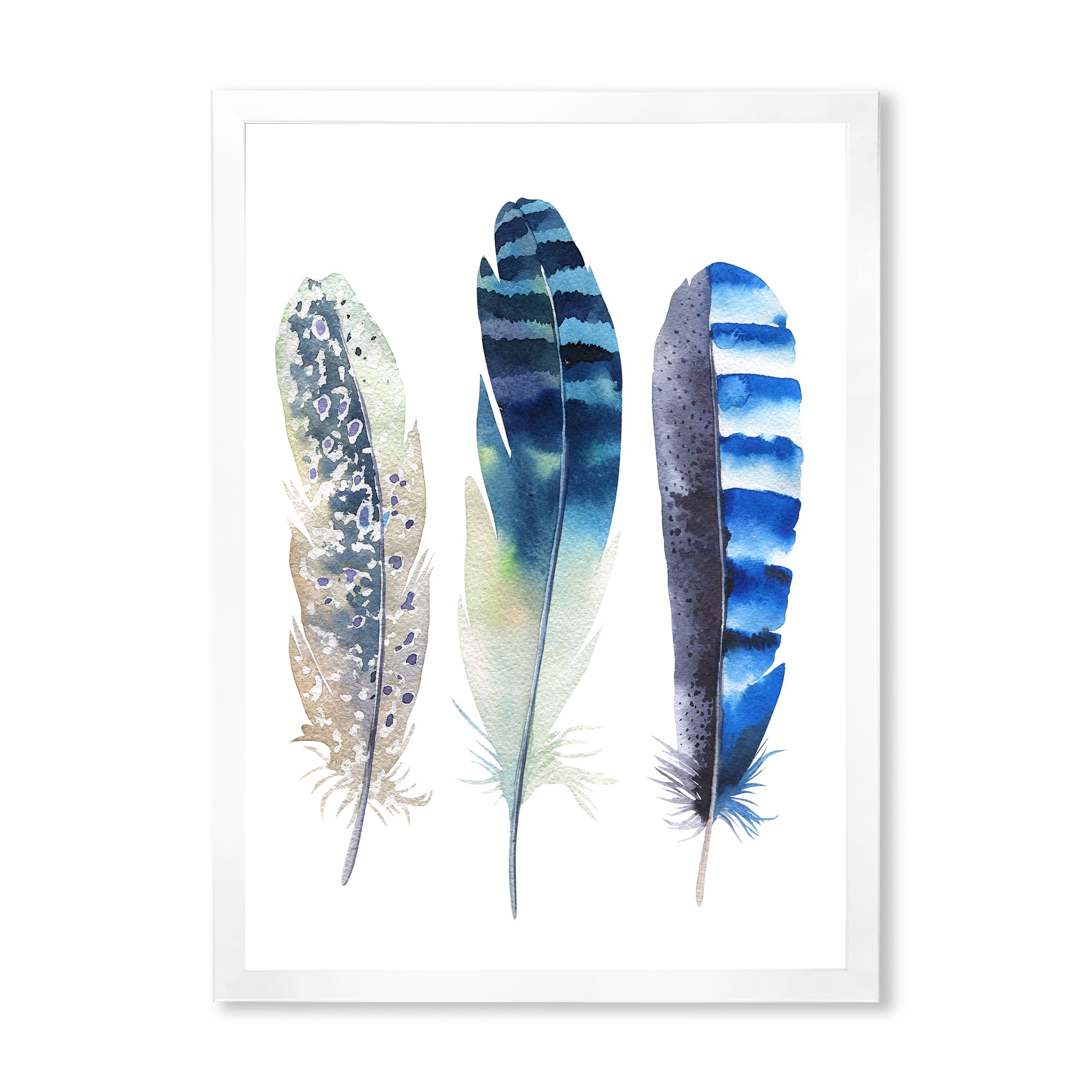 Designart 'Colourful Boho Art Feathers I' Bohemian & Eclectic Framed Art Print