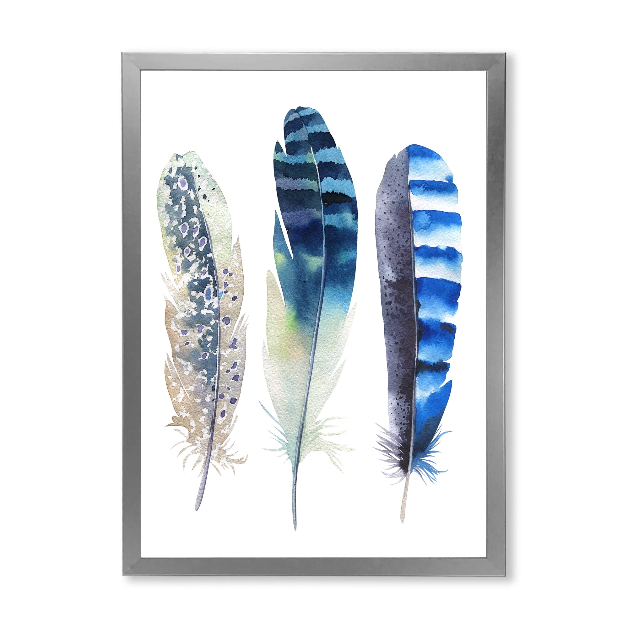 Designart 'Colourful Boho Art Feathers I' Bohemian & Eclectic Framed Art Print