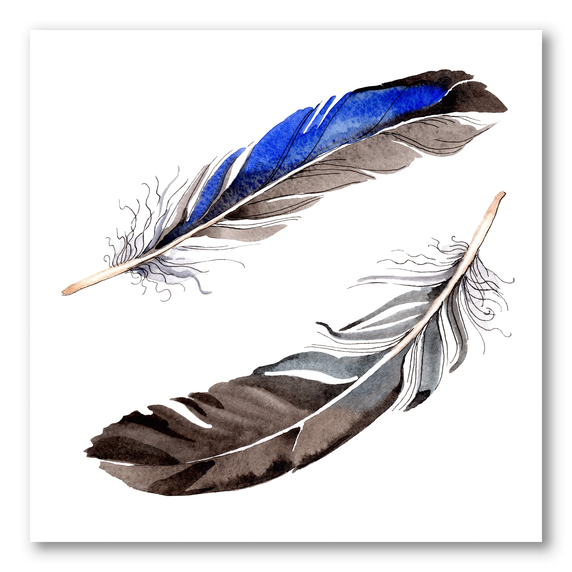 Designart ' Colourful Boho Art Feathers III ' Bohemian & Eclectic Canvas Wall Art Print